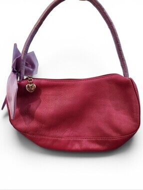 Lovecat Paris New Leather Pink And Lavender Shoulder Bag with Bow Heart Zip
